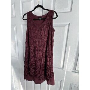 Simply Vera Wang Women Dress XS Sleeveless velvet Burnout Floral Crinkle Asymmet